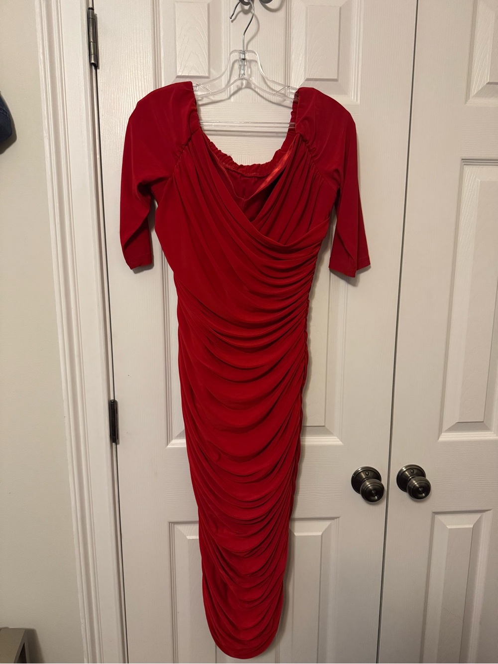 Laura Byrnes Monica Wiggle Dress XL Spring 2015 Red Ruched Pinup Bombshell